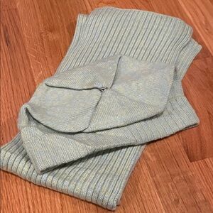 J. Jill Light Bluish Green Cashmere Knit Scarf and Hat Set